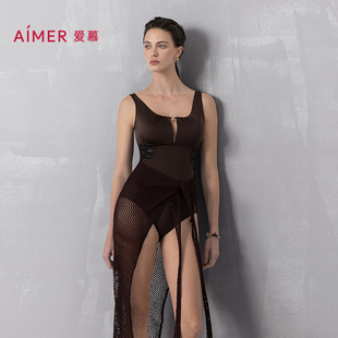 爱慕希腊之约春夏女士带胸垫海边沙滩性感连体泳衣AM68B301