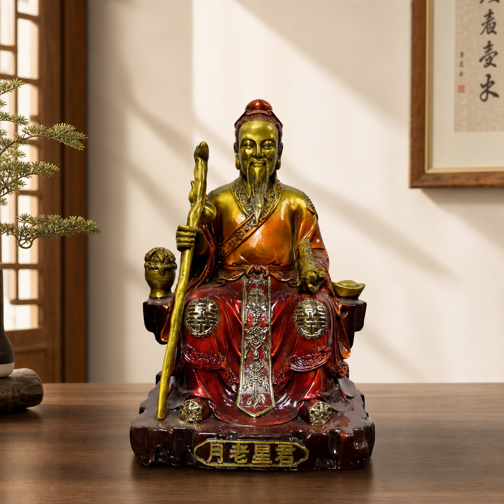 月老佛像家用供奉黄铜摆件月下老人像纯铜真身姻缘喜神月老星君像