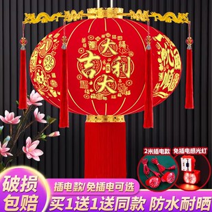 灯笼新款2026宫灯免插电旋转过年春节装饰自建房别墅大门口一对