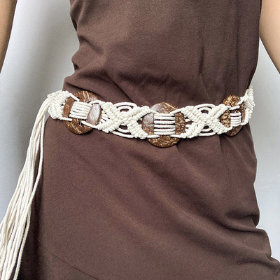 编织腰带女款2025新款配裙子配饰设计感小众腰链复古民族风宽腰绳