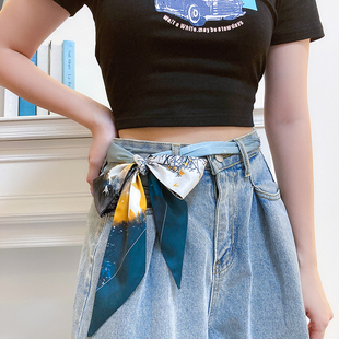 饰牛仔裤 高级感丝巾腰带装 复古小众中国风收腰神器 新款 皮带女夏季
