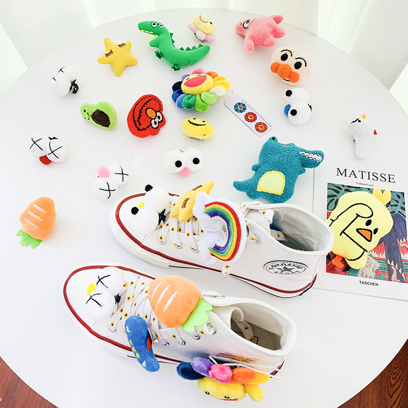 鞋扣 百搭时尚可拆卸毛绒diy卡通胸针可爱空军一号帆布鞋潮人配件