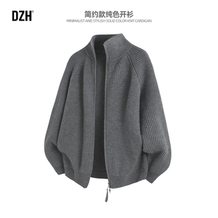 男士美式灰色毛衣男款开衫外套2025新款冬季男装加厚保暖针织衫男