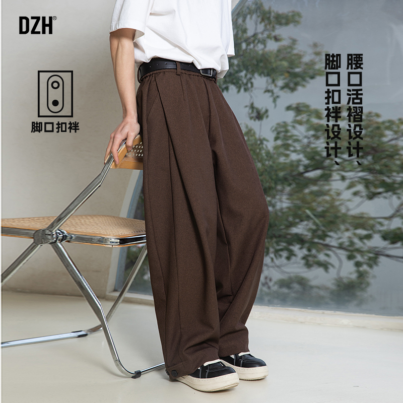 棕色休闲西裤男款男士裤子2025新款夏季男裤宽松阔腿裤垂感高级感
