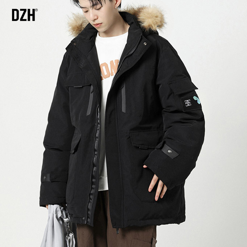男士派克服工装棉服男冬季2026新款美式棉衣可拆卸毛领外套冲锋衣