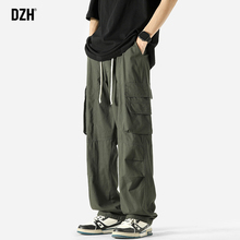 男士军绿色工装裤男夏季薄款直筒休闲裤子男款美式2025新款伐木裤