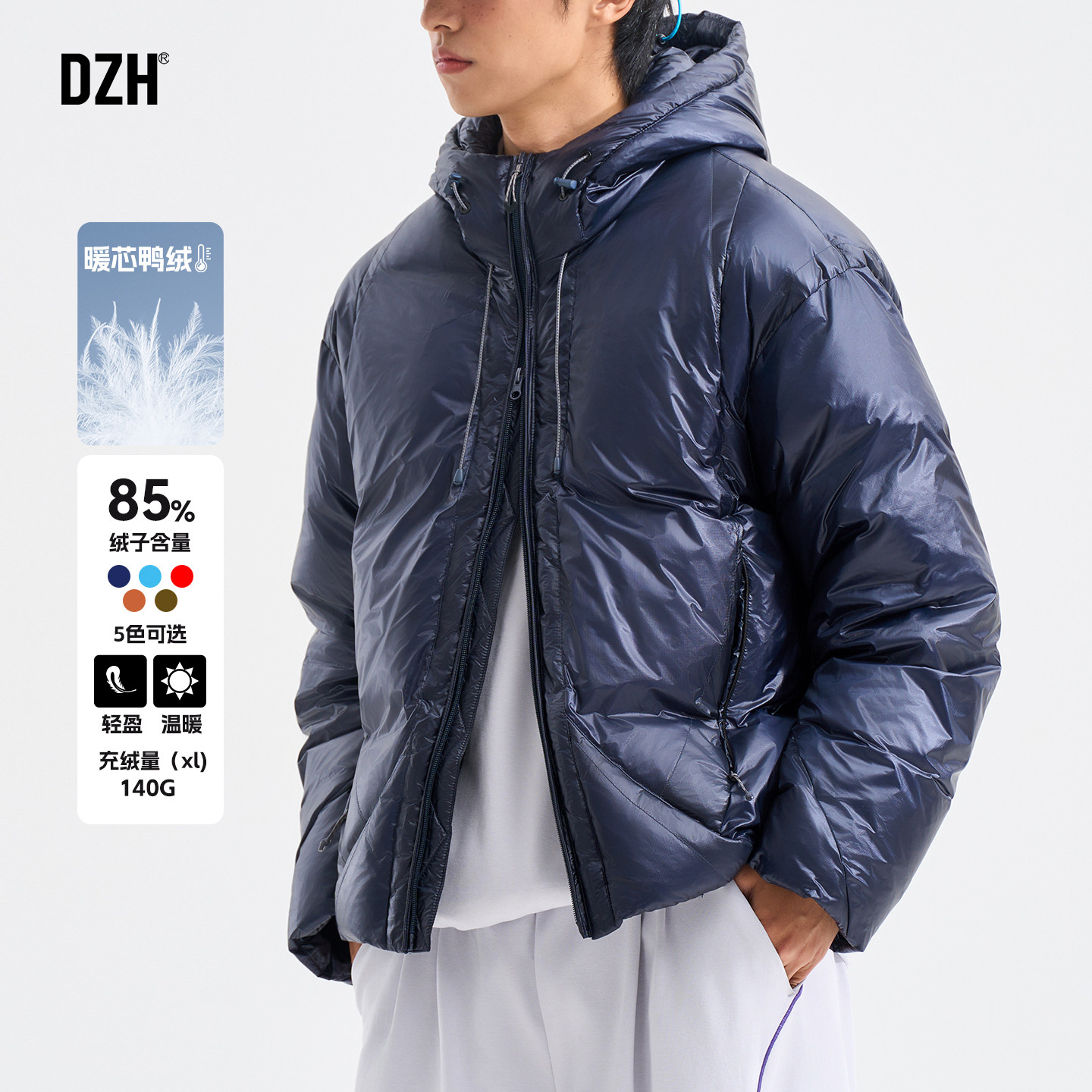 美式连帽鸭绒填充多色可选羽绒服图片