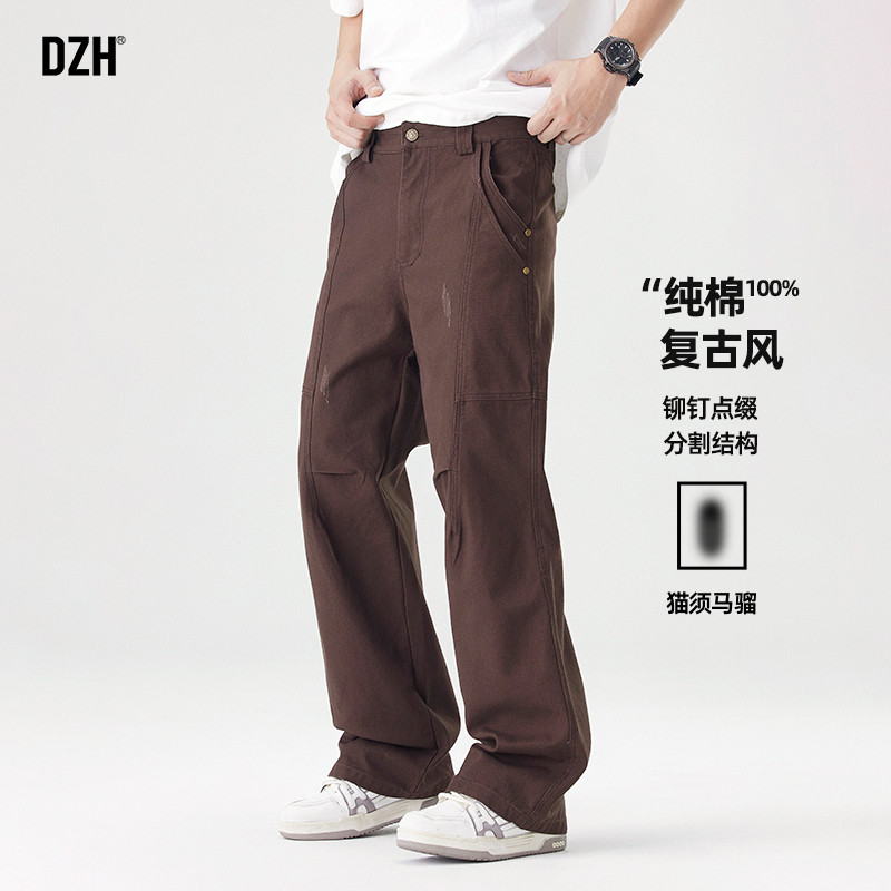 美式纯棉直筒工装裤休闲长裤