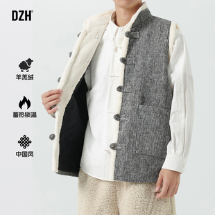 男士羊羔绒加绒加厚保暖国风马甲男款大码冬季外套棉坎肩2025新款