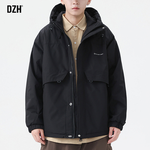 男士工装连帽棉服男款冬季加厚机能冲锋衣夹克外套2025年新款棉衣