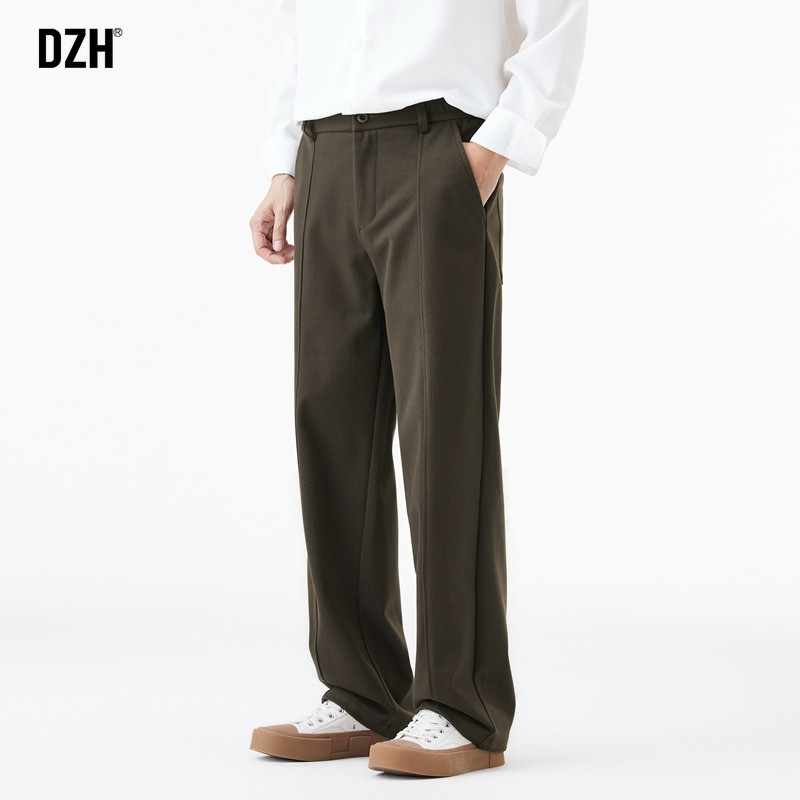 男生咖啡色裤子男冬季加厚潮牌2026新款休闲裤直筒宽松小西裤百搭