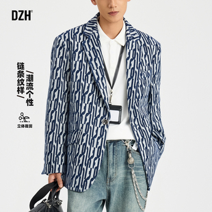 男士商务休闲西服外套男高级感秋季2025新款斑驳领西装宽松慵懒风