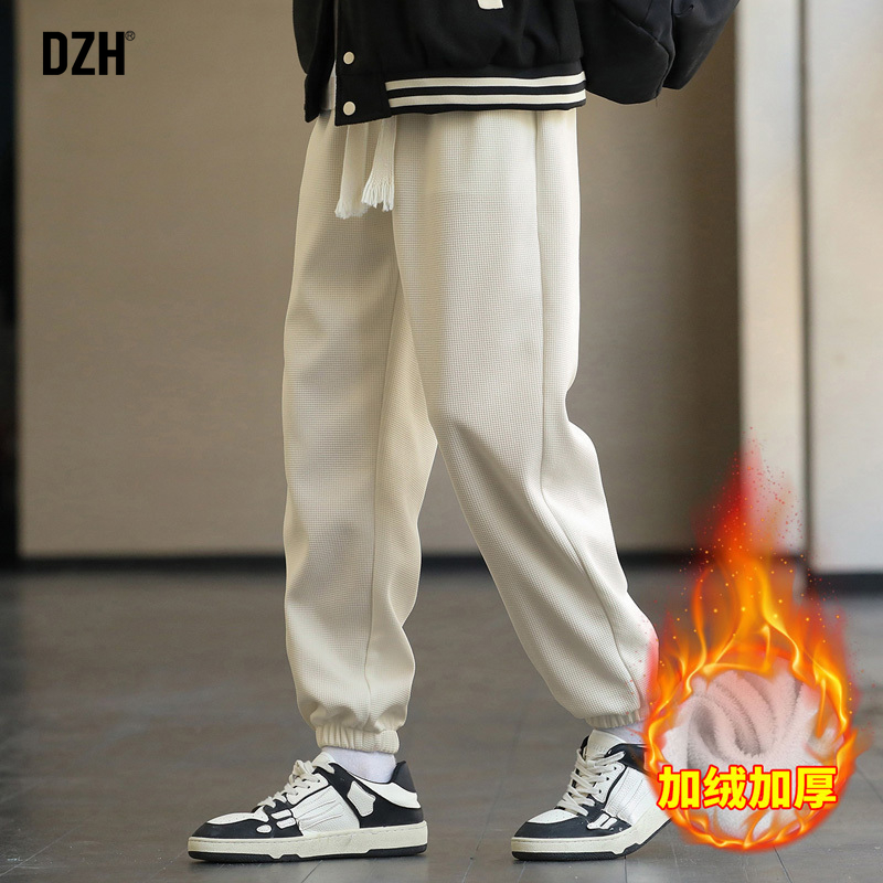 加绒加厚卫裤休闲运动裤束脚裤