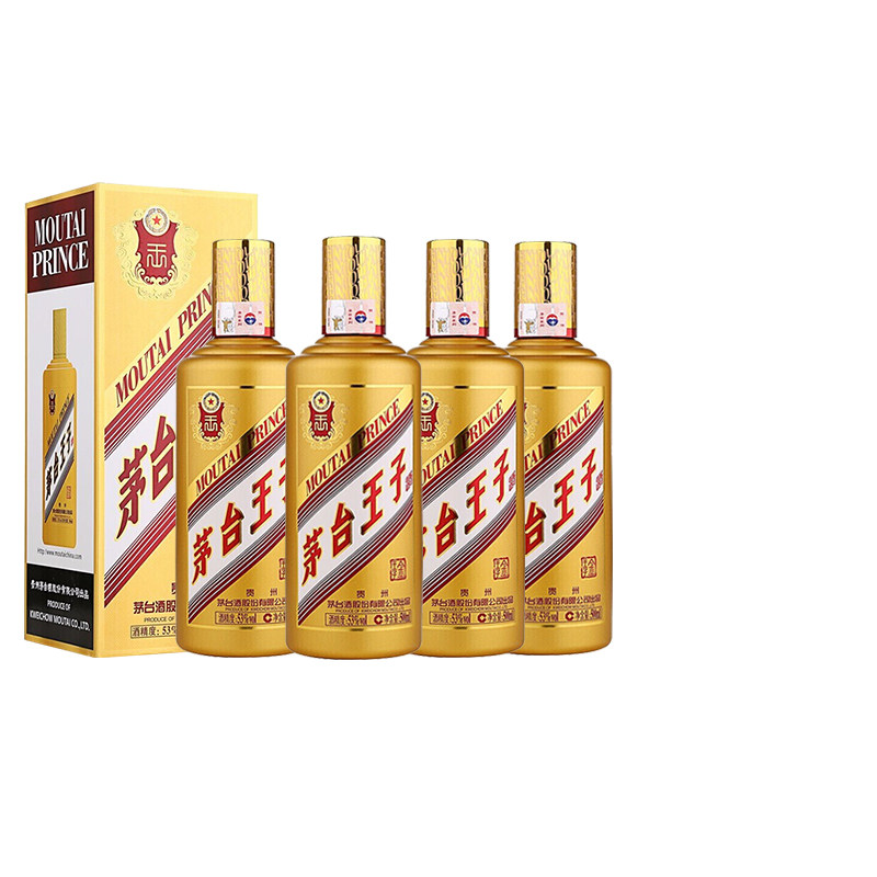 【官方授权】贵州茅台53度王子酒金王子500ml*4瓶酱香型白酒礼盒
