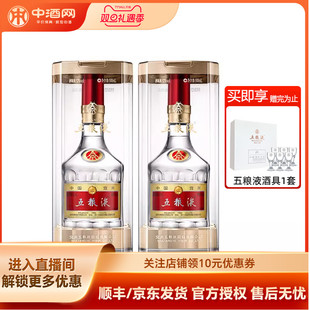 2瓶配礼袋浓香型白酒官方正品 中酒网 五粮液52度第八代普五500ml