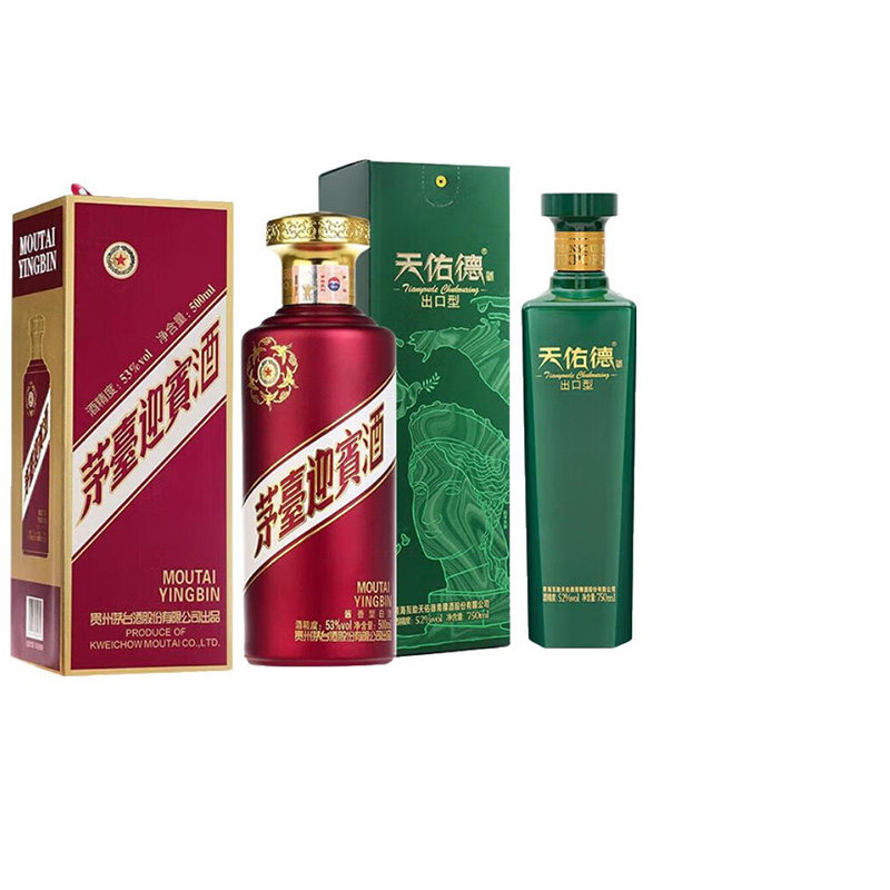 天佑德有机出口型52度750ml清香型白酒+茅台53度紫迎宾500ml自饮
