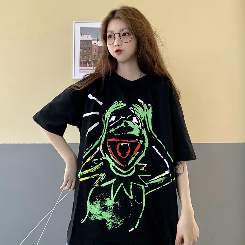 實拍 ins網紅chic港味短袖T恤女寬鬆上衣