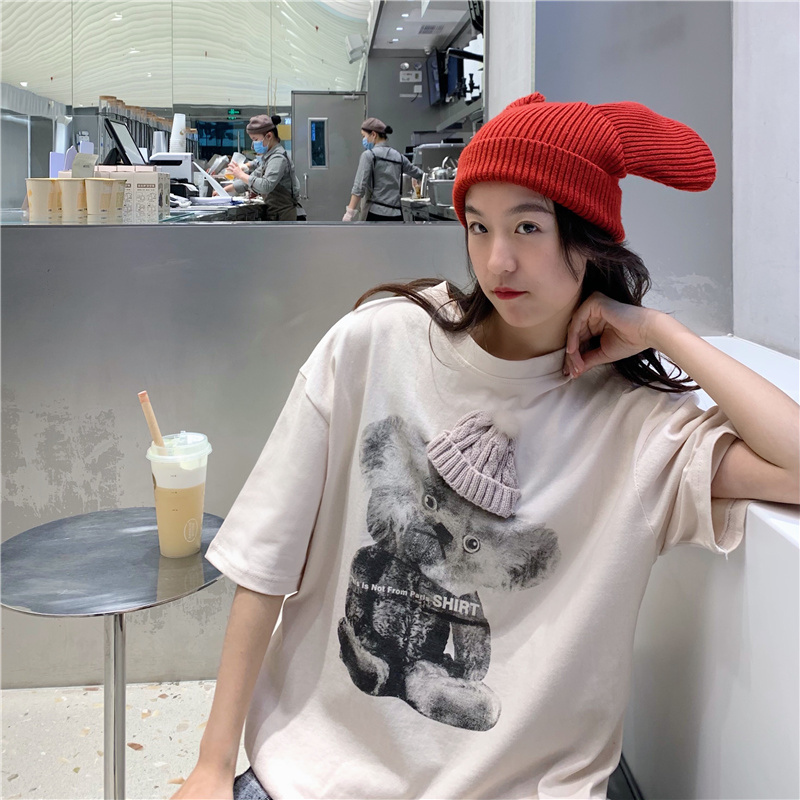 Real auction real price pull frame + de Rong moumao real price short sleeve T-shirt for women