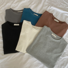 Real six color cotton solid foundation versatile short sleeve T-shirt