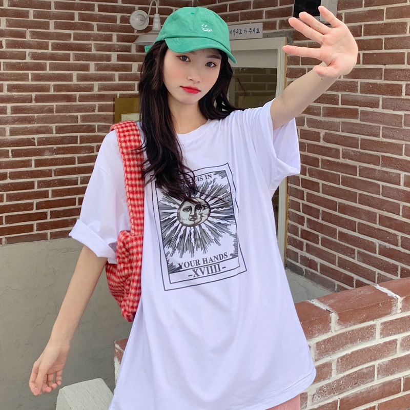 實拍原宿短袖T恤女2021年夏寬鬆cec上衣服