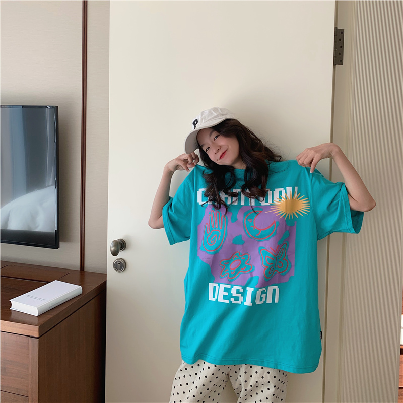 Real price pull frame short sleeve printed T-shirt