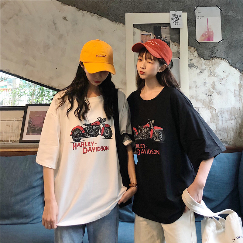Real shooting summer lovers' short sleeve T-shirt women's loose Korean version