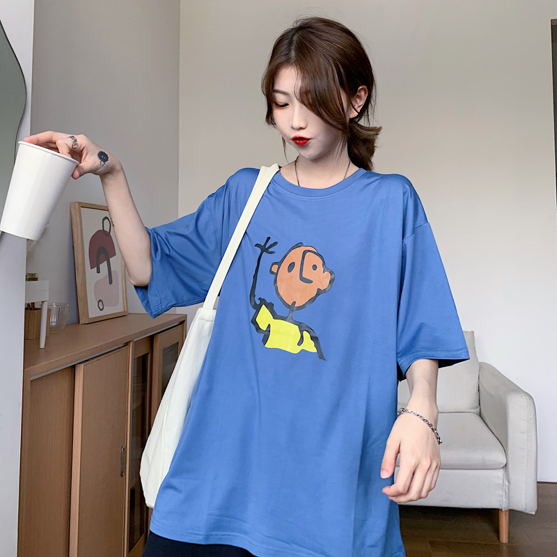 Real shot short sleeve T-shirt women's 2021 summer new Hong Kong style retro loose top