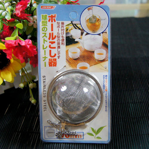 日本JM8072不锈钢球型茶隔 茶壶茶漏茶滤 茶叶过滤网滤茶器70mm