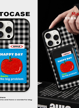 原创【apple黑格】磁吸手机壳Air适用苹果17ProMax保护套PLUS16防摔15简约iphone14身份证包magsafe创意卡包