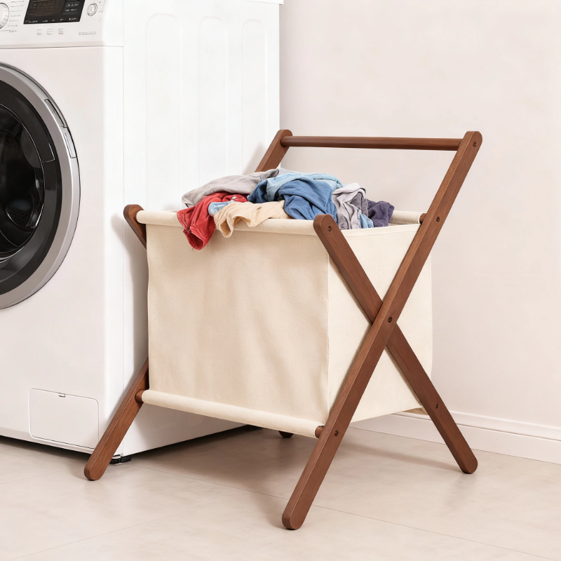 实木家用脏衣服收纳筐阳台落地式