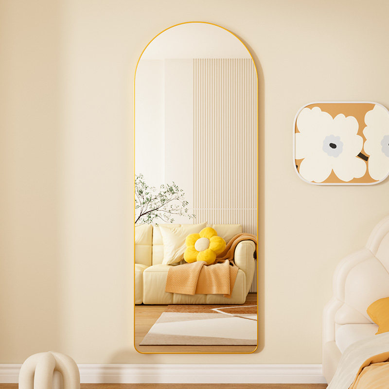 法式奶油风家用免打孔挂墙穿衣镜