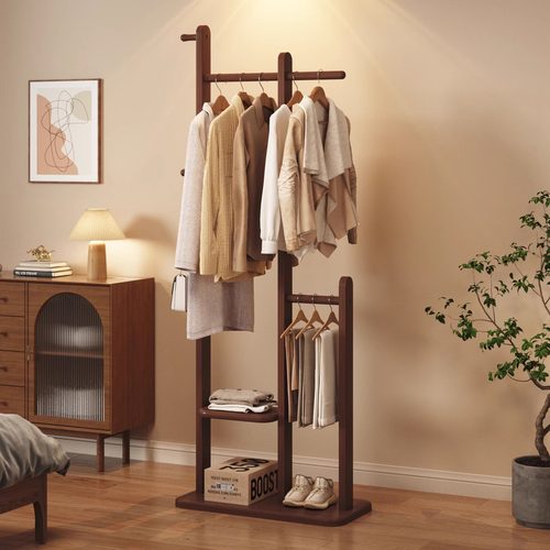 实木落地挂衣架家用置物衣帽架子