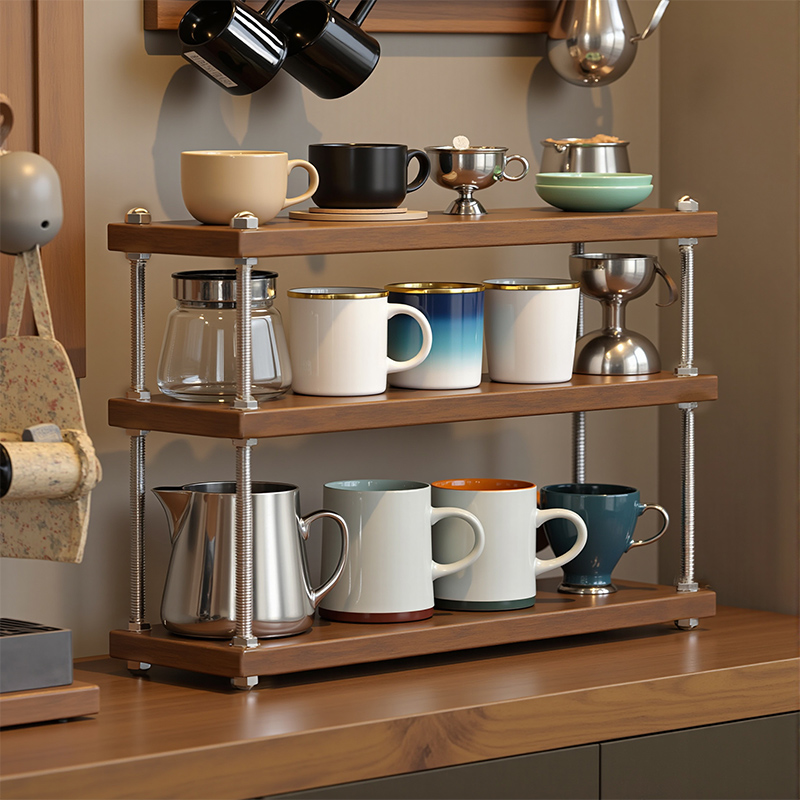 实木桌面杯子收纳置物架台面杯架