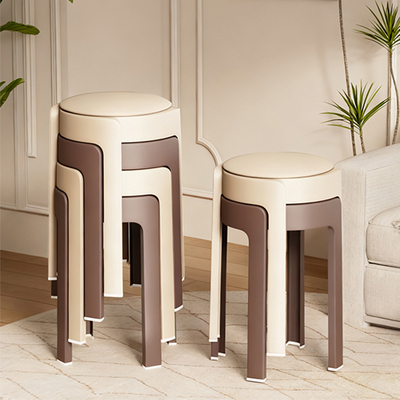 塑料叠放软包圆凳加厚待客备用凳