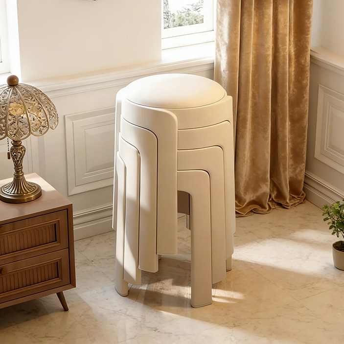 凳子家用加厚结实软包高凳新款轻奢圆凳客厅待客备用可叠放塑料凳,住宅家具,风车凳,淘宝优惠券,粉丝福利购,淘宝优惠卷