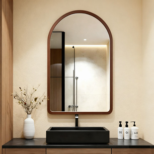 中古风拱形浴室镜高清玻璃镜子卫生间洗手台化妆镜贴墙壁挂梳妆镜