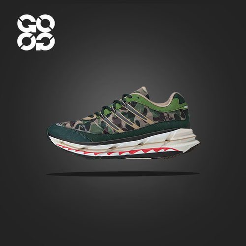 Adidas三叶草BAPE联名跑步鞋