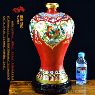 北京珐琅景泰蓝花瓶15寸多子多福石榴梅瓶中国风家装饰品贺寿礼品
