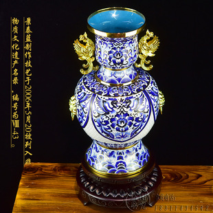 开业结婚客厅摆件 凤舞盛世 特价 处理戴嘉林北京景泰蓝花瓶15寸