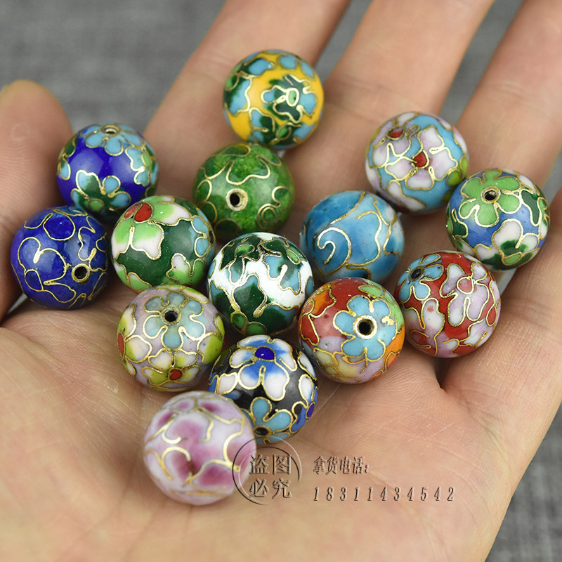 北京景泰蓝1.6厘米磨光珠子铜胎掐丝珐琅kiy创意首饰配件装饰礼品