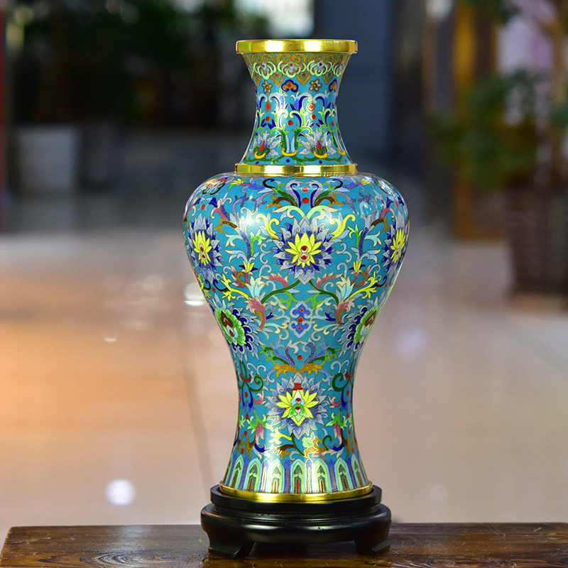 北京景泰蓝花瓶15寸大唐风韵新中式客厅桌面摆件出国乔迁贺寿礼品