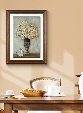 入户玄关装饰画花卉美式挂画餐厅壁画欧式客厅沙发背景墙竖版油画