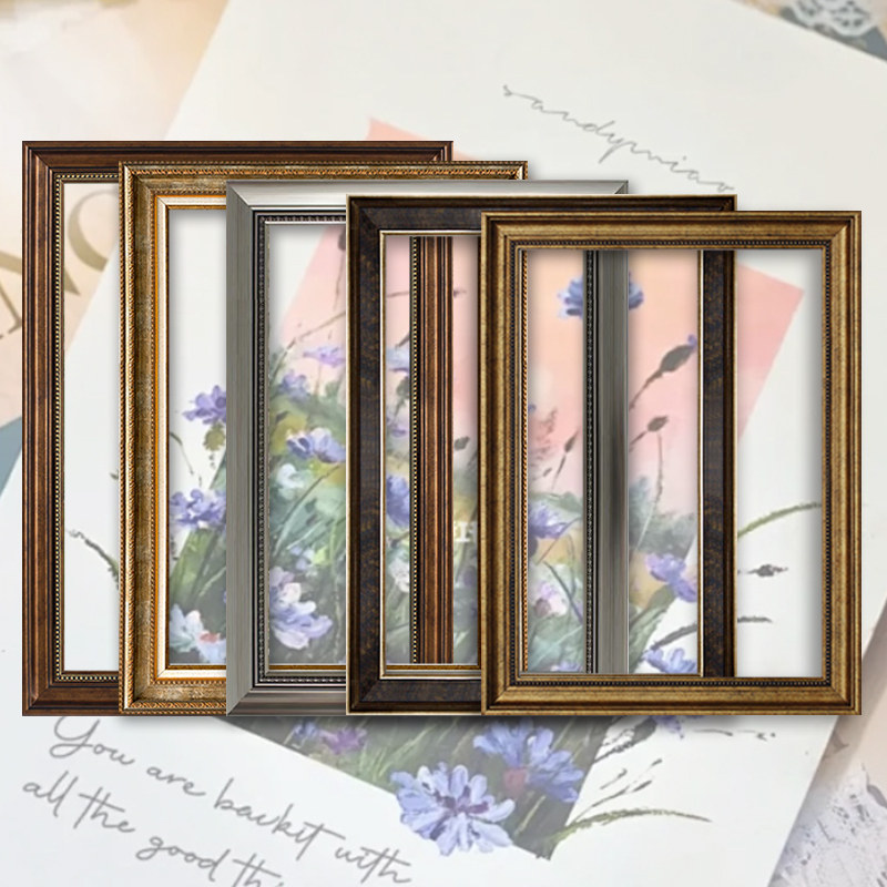 空框定制油画框外框定做装裱任意尺寸定制儿童画复古挂墙挂画整框