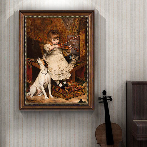 美式琴房艺术油画背景墙装饰画