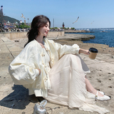 新中式国风白色棒球服外套女秋2025新款超火好看高级小众夹克上衣，女装短外套，2C066