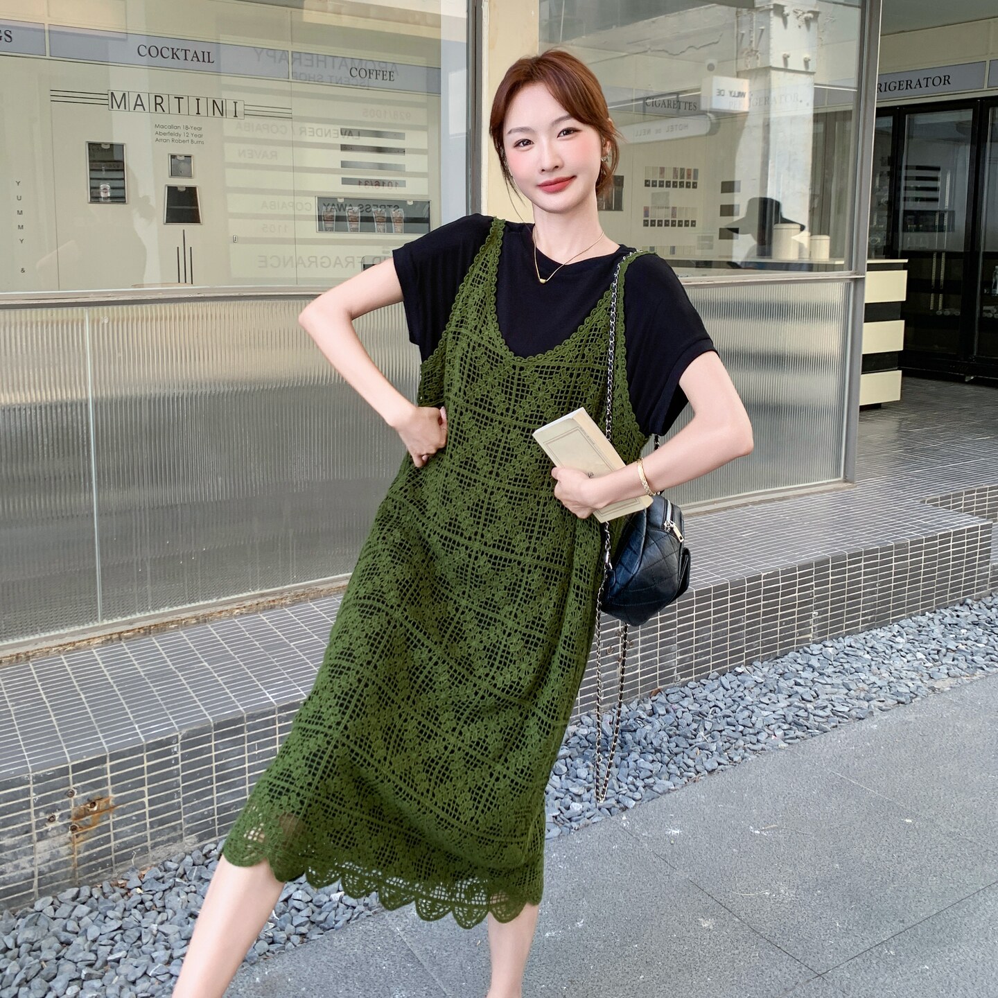 温柔慵懒风罩衫裙套装女2025夏季新款时尚气质设计感T恤裙两件套,女装套装/套裙,2C066
