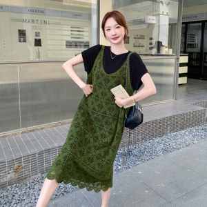温柔慵懒风罩衫裙套装女2025夏季新款时尚气质设计感T恤裙两件套图片