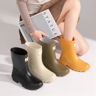 2026新款雨鞋女时尚成人防滑可外穿胶鞋中筒雨靴束口水鞋厚底胶鞋