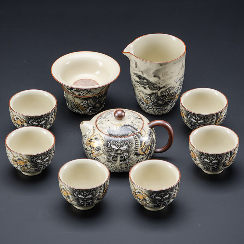 汝窑功夫茶具套装高档墨龙整套泡茶器2026新款西施壶茶杯喝茶专用