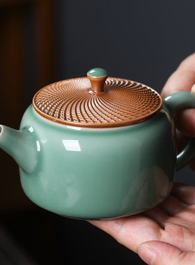青瓷茶壶手工作汉瓦壶跳叨单壶功夫茶具泡茶器高档礼盒中式泡茶壶